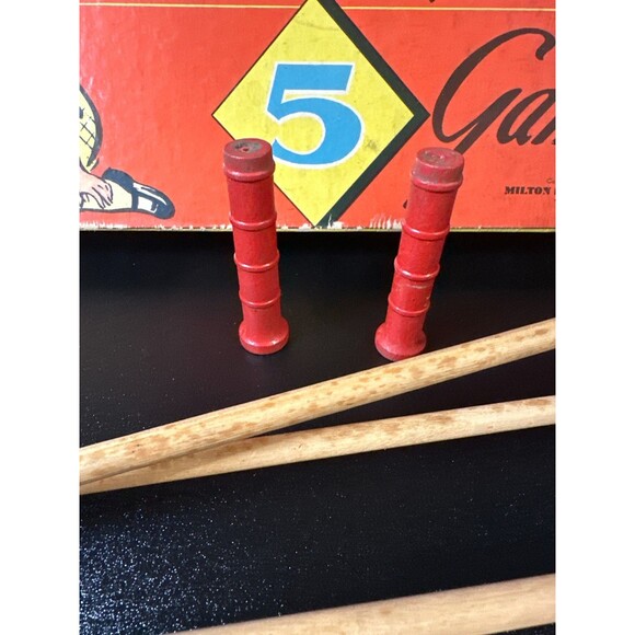 1938 Milton Bradley Floor Croquet 5 Games Vintage Wood Toy Set No.4119 - Picture 7 of 10